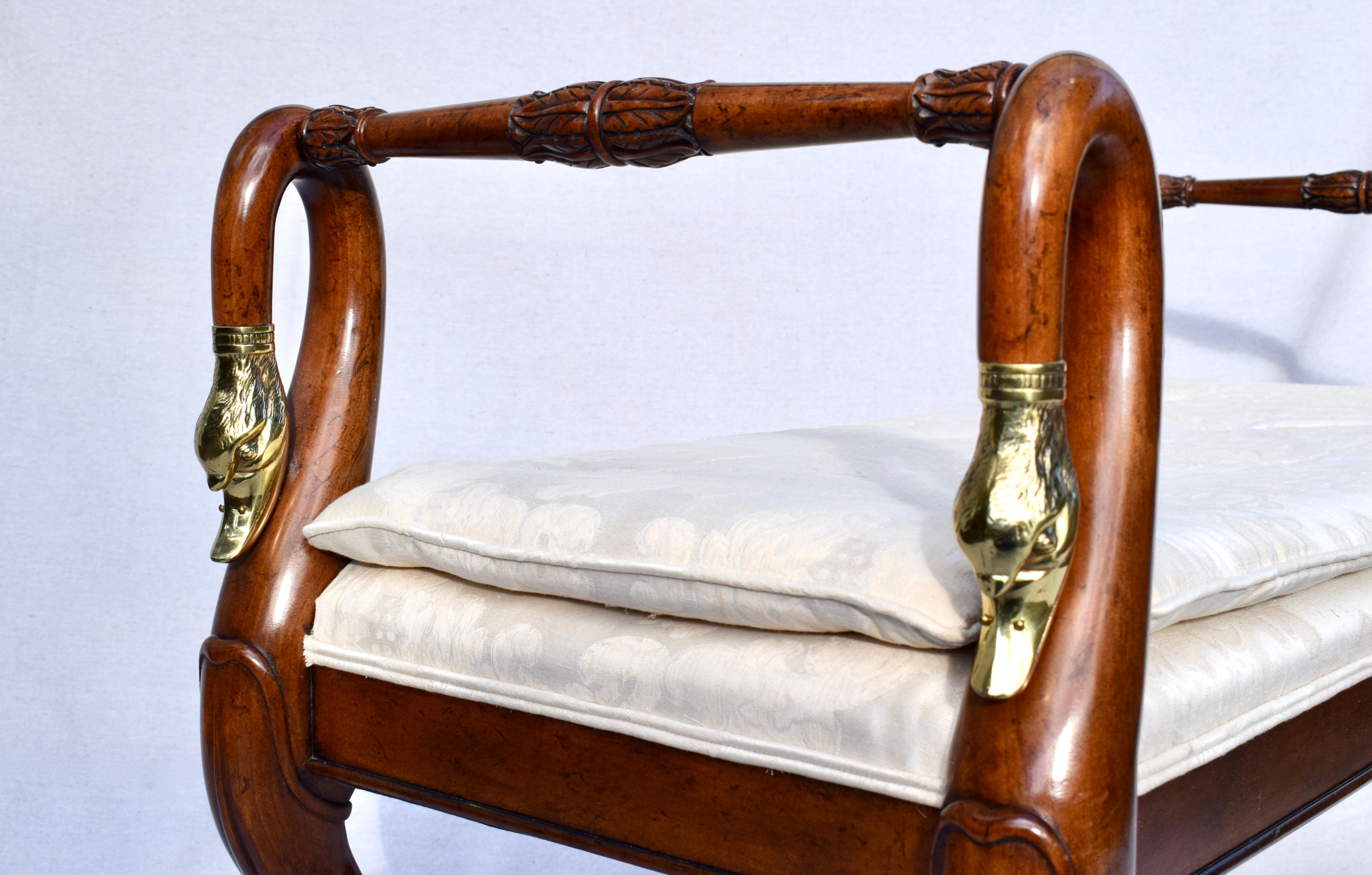 Brass Regency Style Swan Neck Bench By Baker Furniture