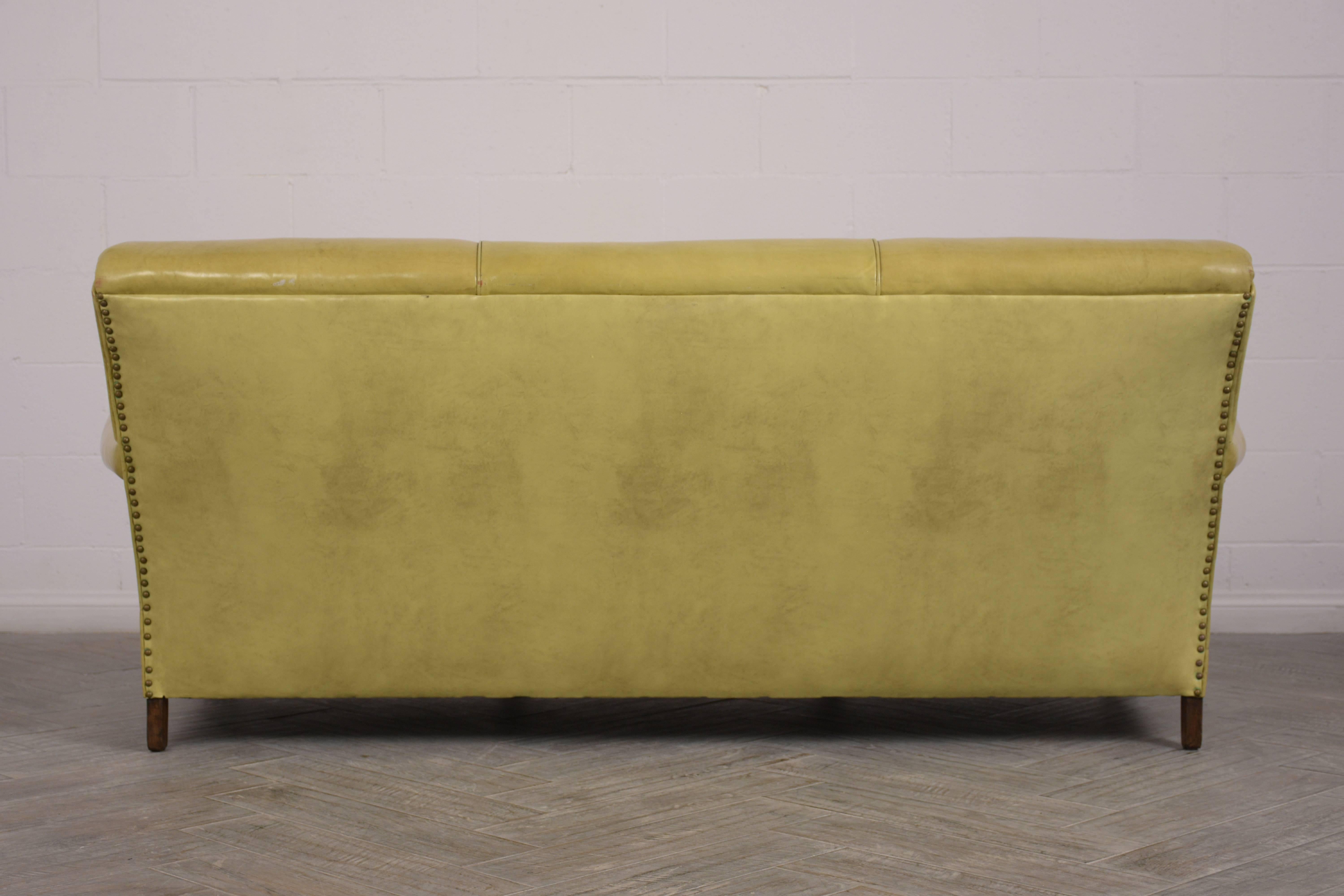 1960's Three-Seat Leather Sofa 4