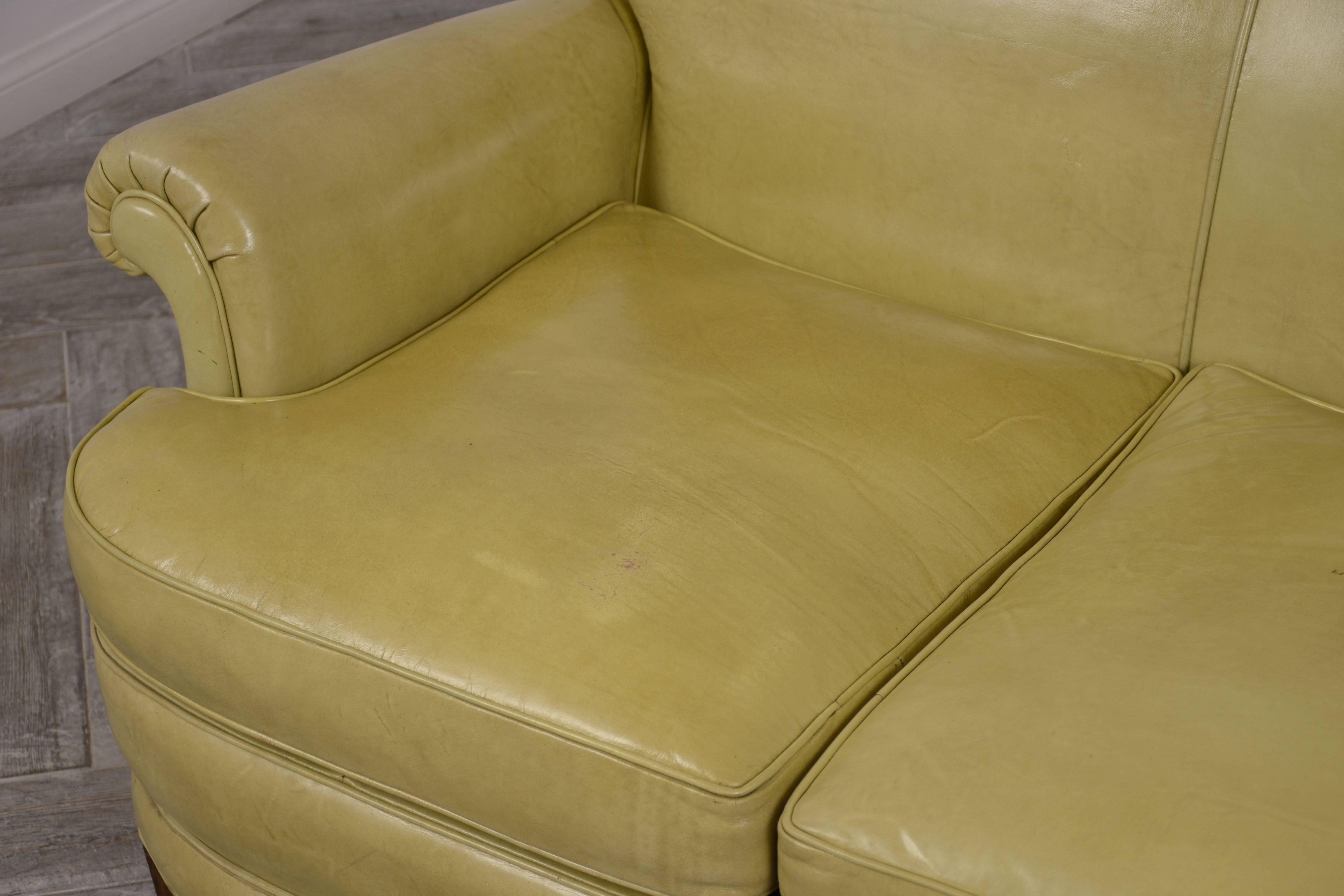 Mid-20th Century 1960's Three-Seat Leather Sofa