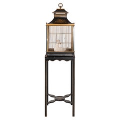 Regency Style Tole Birdcage on Stand, USA 20th Century