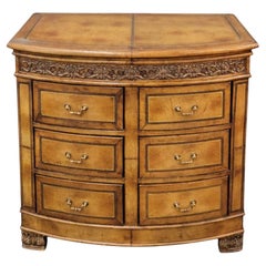 Regency Style Tooled Leather Bow Front Chest  Att. To Maitland-Smith
