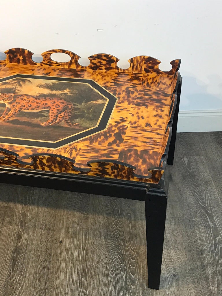 Regency Style Tortoiseshell and Jaguar Motif Coffee Table by William ...