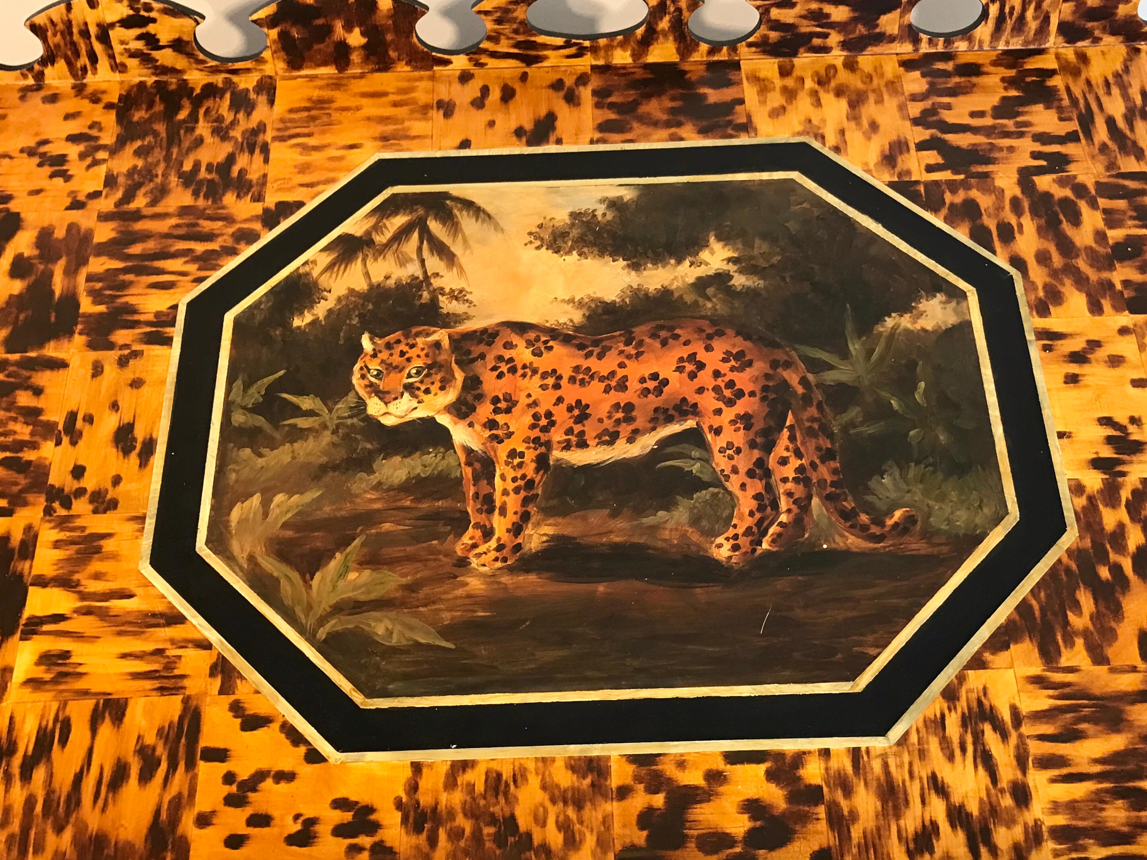 English Regency Style Tortoiseshell & Jaguar Motif Coffee Table by William Skilling