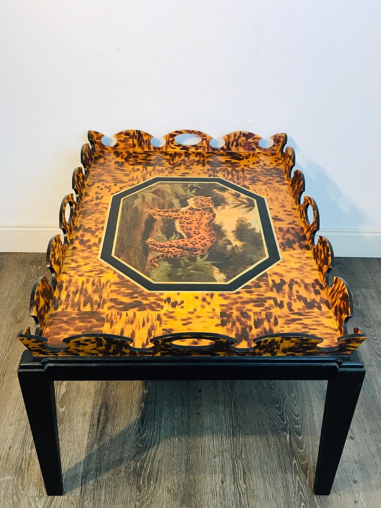 Regency Style Tortoiseshell and Jaguar Motif Coffee Table by William ...