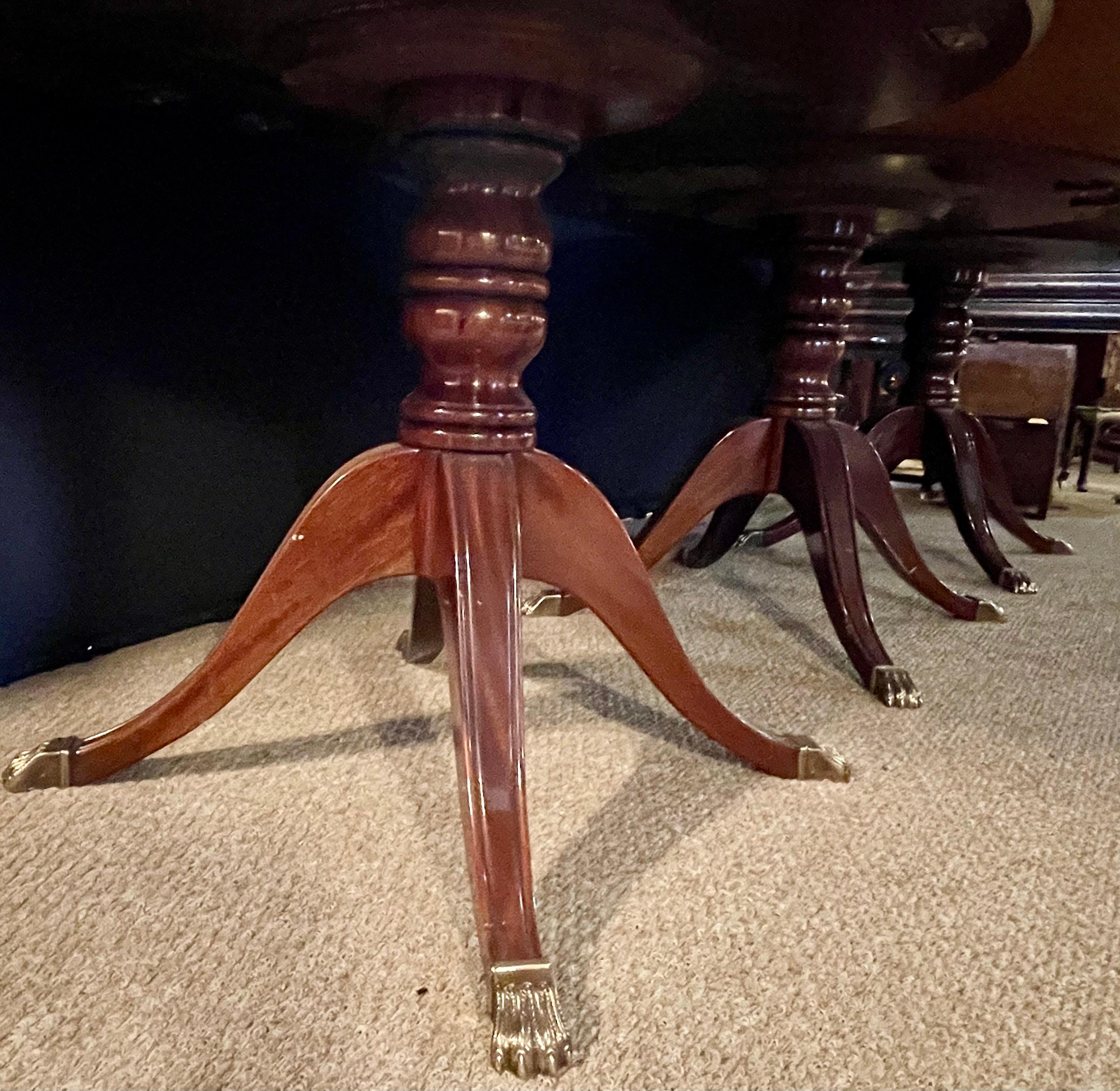 Regency Style Triple Pedestal Dining Room Table Banded and Fully Refinished 8
