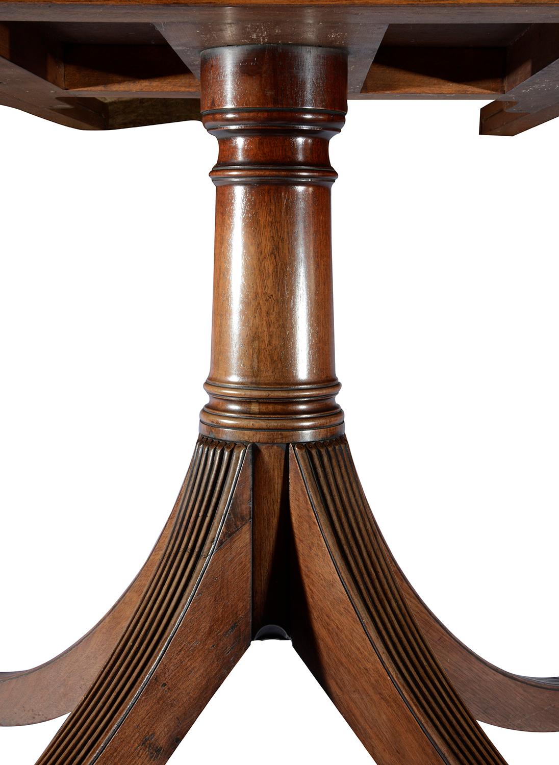 20th Century Regency Style Triple Pedestal Mahogany Dining Table