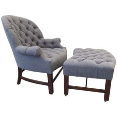 Regency Style Tufted Lounge Chair and Ottoman
