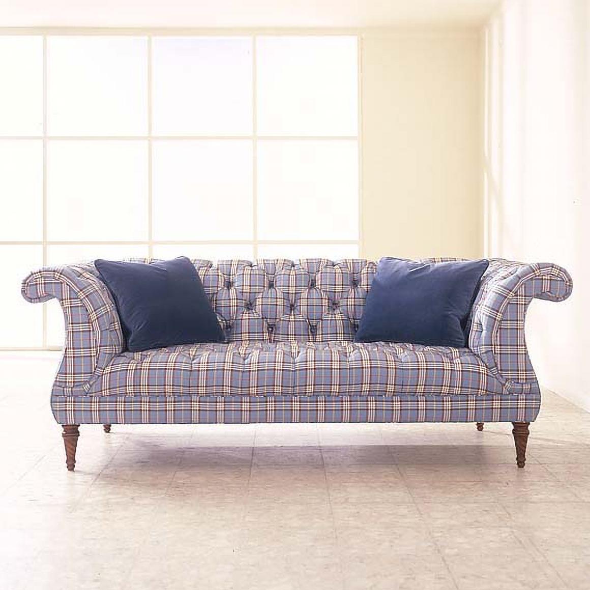 Contemporary Regency Style Tufted Lyre Sofa For Sale