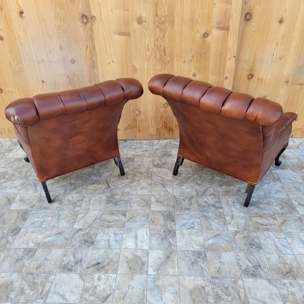 Mid-20th Century Regency Style Tufted Sleepy Hollow Fireside Lounge Chairs Newly Upholstered For Sale