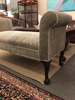 Regency Style Upholstered Bench with Roll Arm