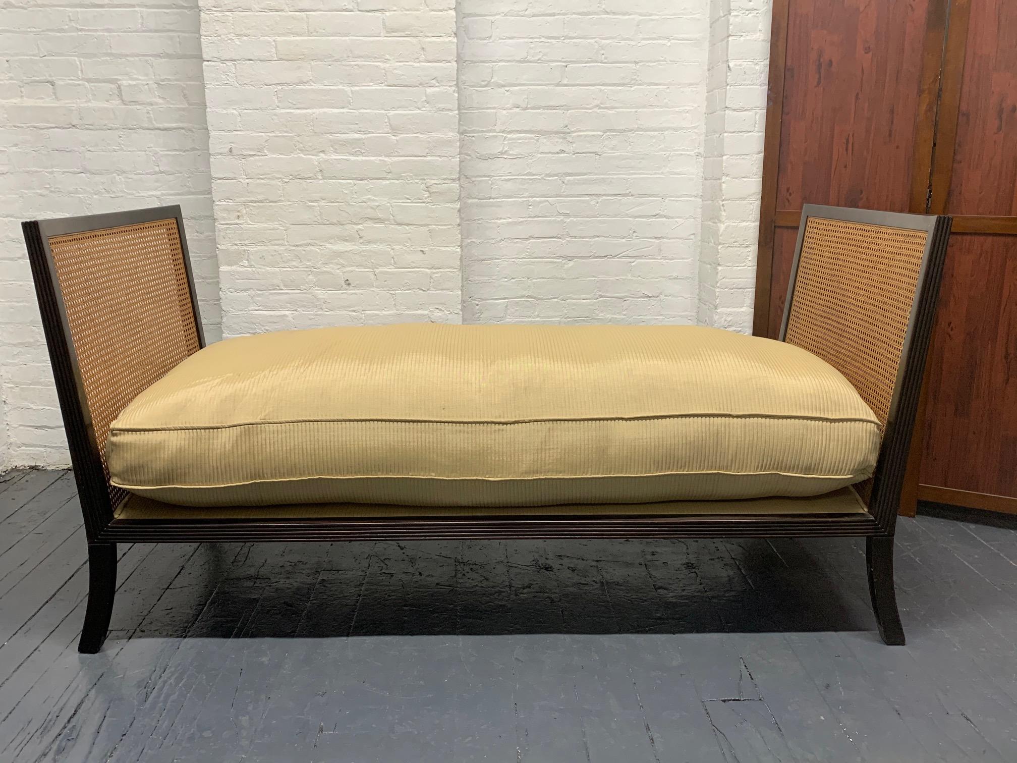 Regency Style Upholstered Cane Daybed In Good Condition In New York, NY