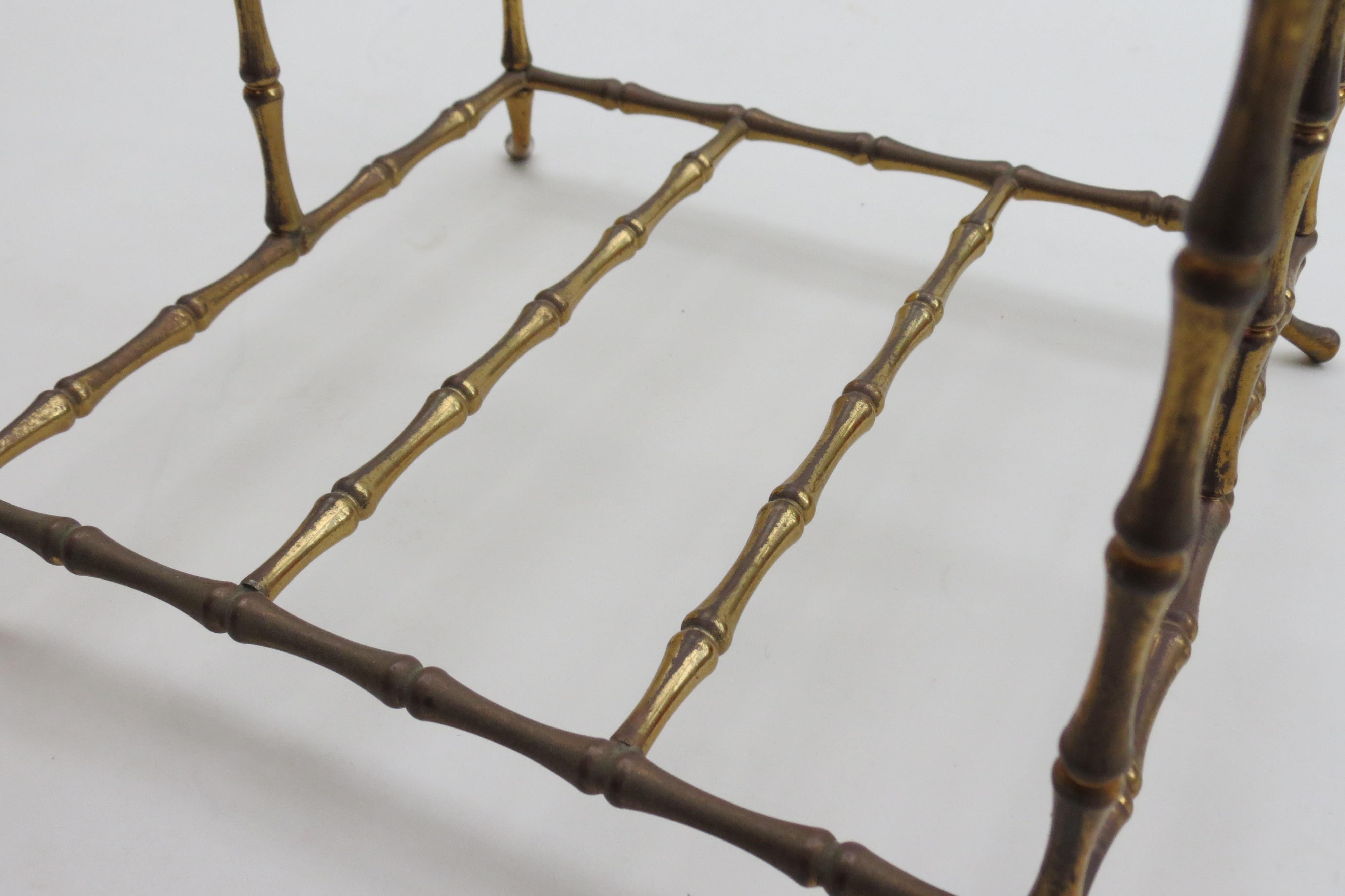 Regency Style Vintage Brass Bamboo Magazine Rack, 1960s In Fair Condition In Stow on the Wold, GB