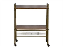 Regency Style Vintage Bronze and Walnut Server Bar Cart