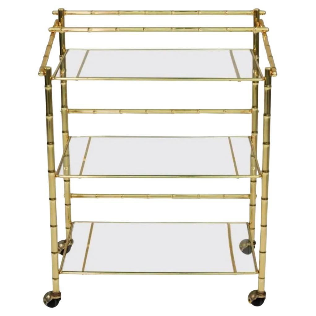 Regency Style Vintage Tiered Messing Bambus Barwagen