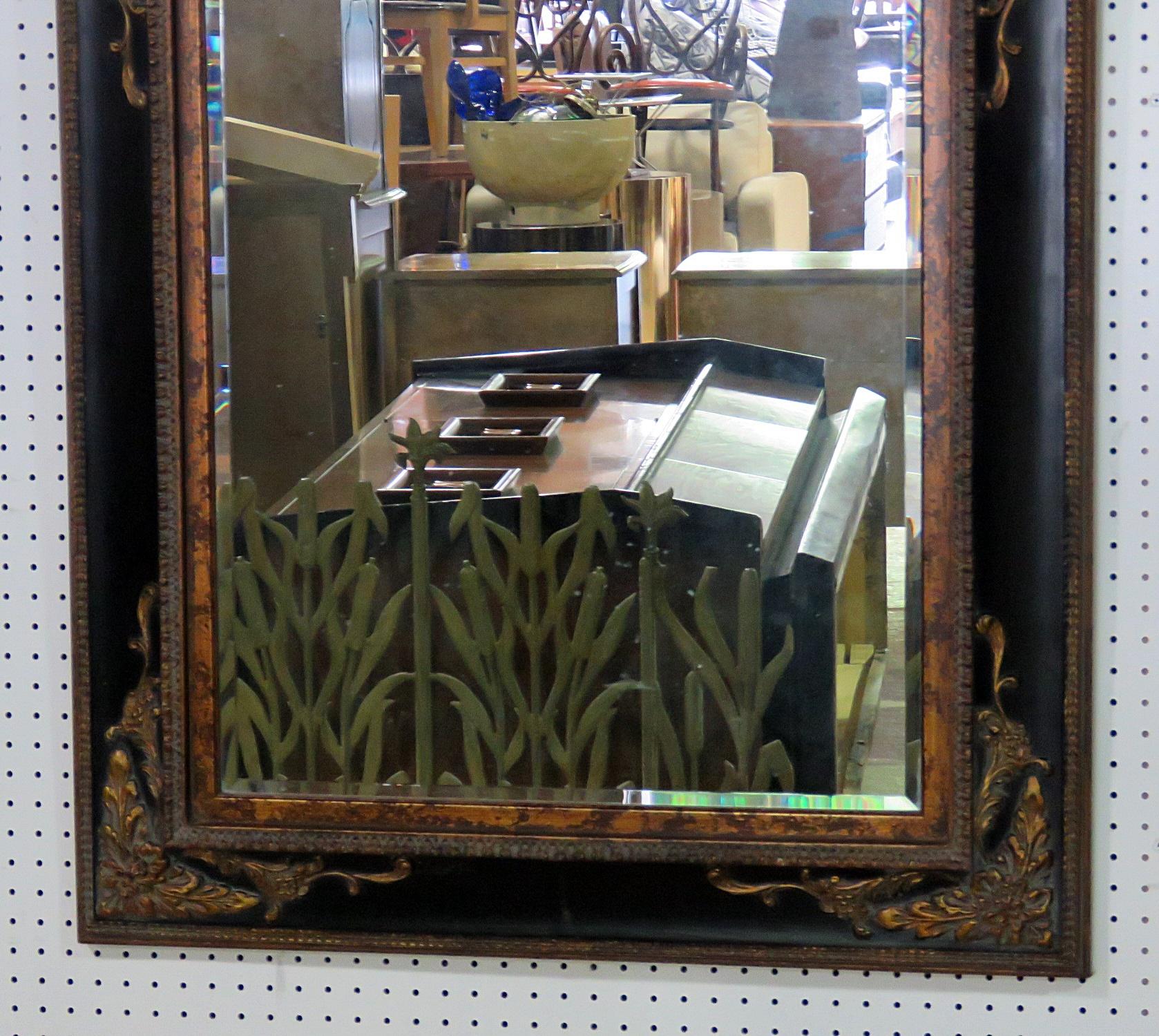 Regency style distressed painted wall mirror.