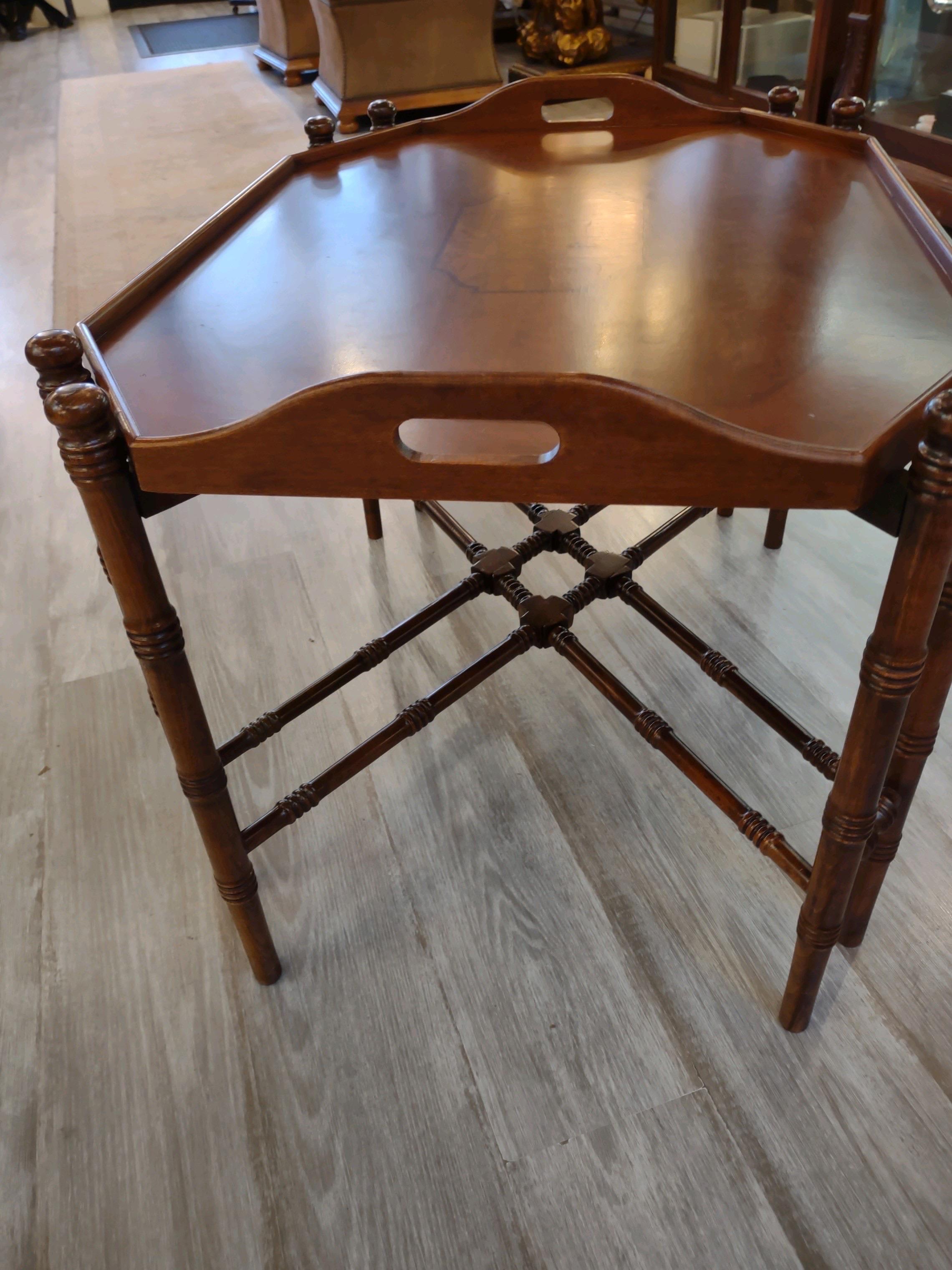Regency Style Walnut and Burl Tray Top Cocktail Coffee Table at 1stDibs