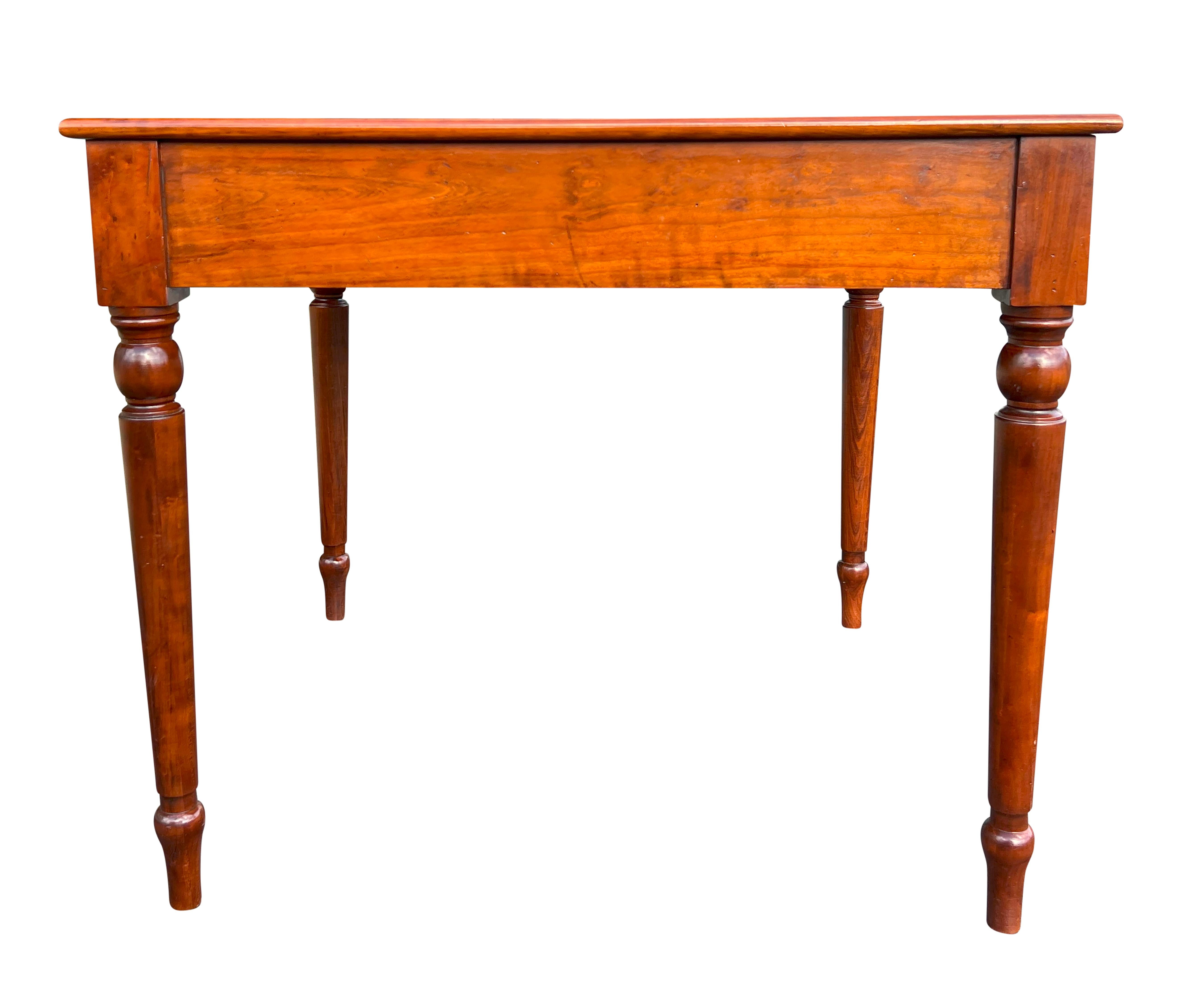 Leather Regency Style Walnut Card Table For Sale