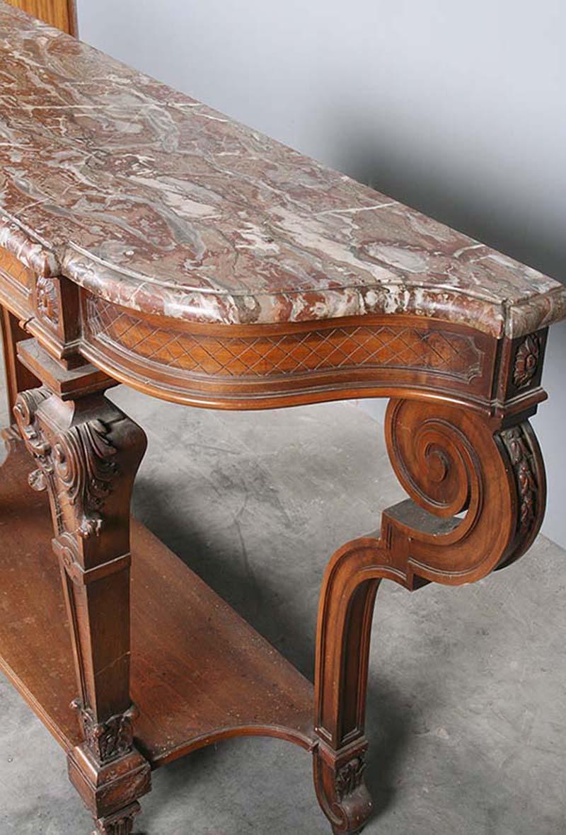 Regency Style Walnut Carved Side Table by L'hoste Et Bernel For Sale 4