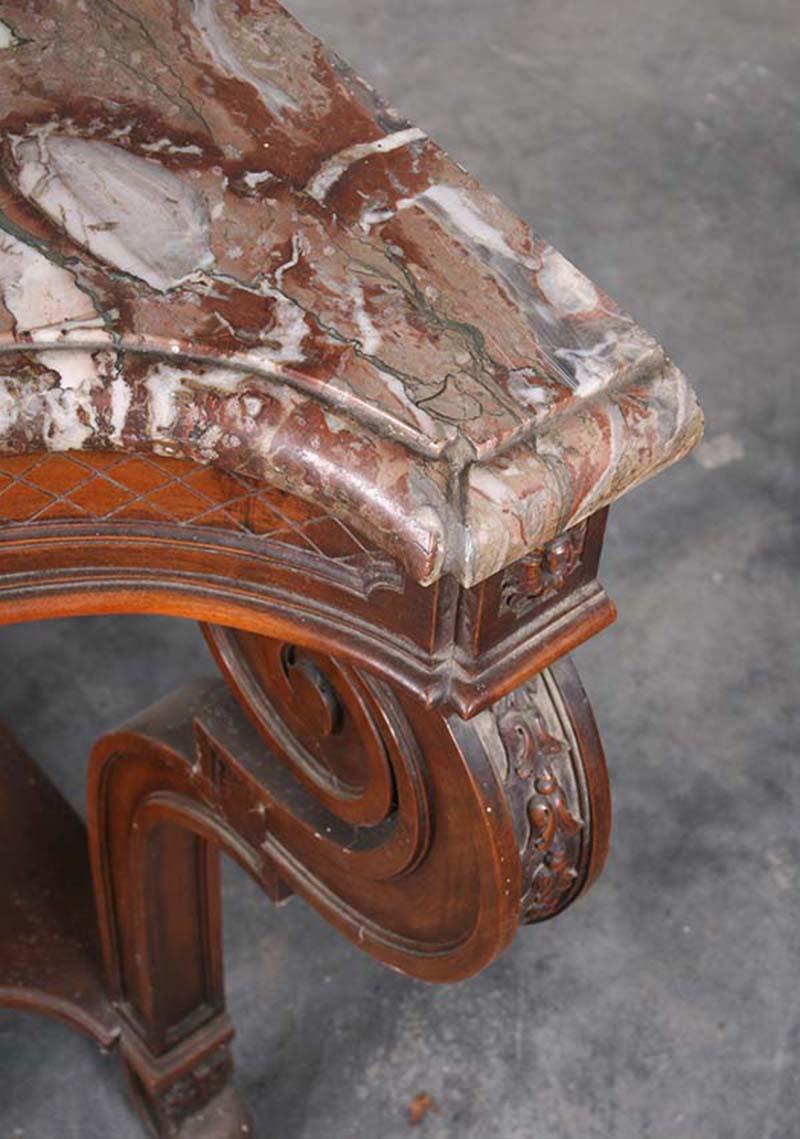 Regency Style Walnut Carved Side Table by L'hoste Et Bernel For Sale 5