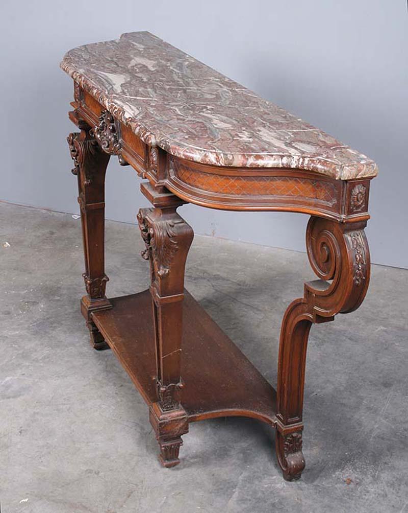Regency Style Walnut Carved Side Table by L'hoste Et Bernel For Sale 6
