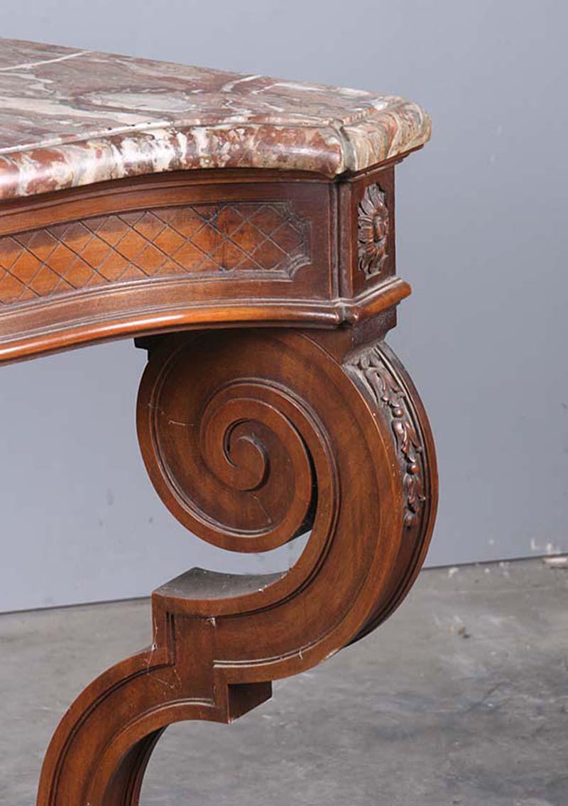 Regency Style Walnut Carved Side Table by L'hoste Et Bernel For Sale 7