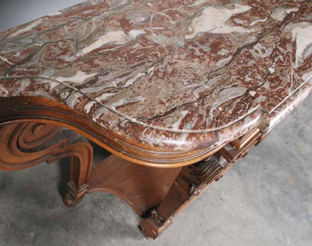 Regency Style Walnut Carved Side Table by L'hoste Et Bernel For Sale 10