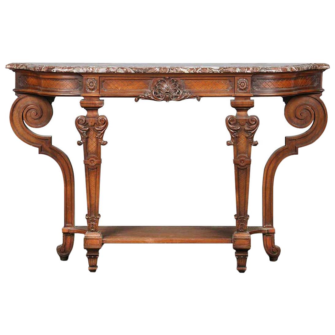 Regency Style Walnut Carved Side Table by L'hoste Et Bernel