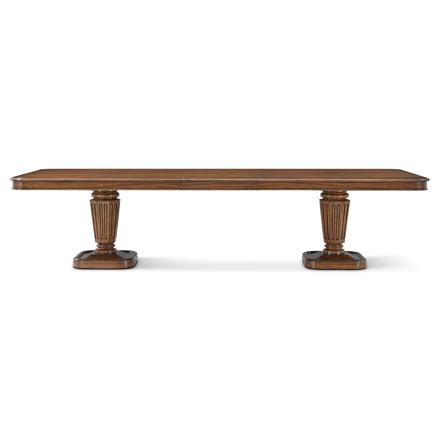 Contemporary Regency Style Walnut Dining Table For Sale