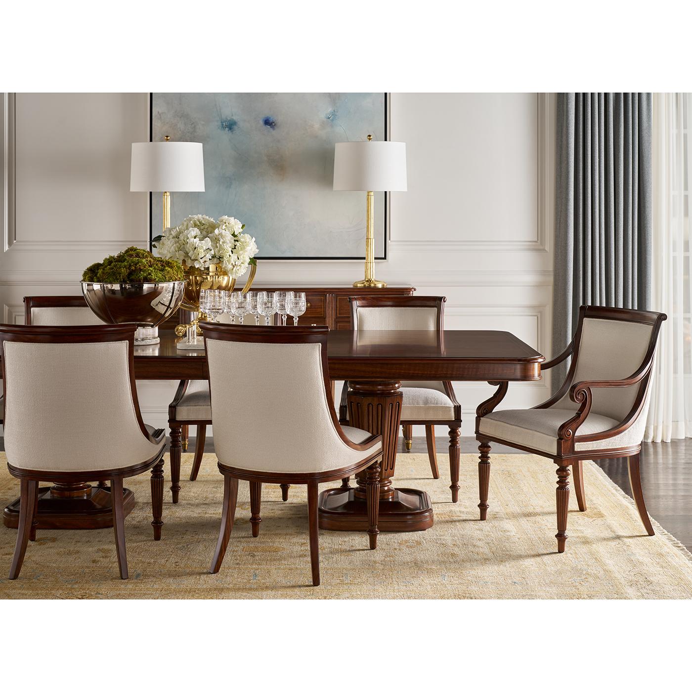 Wood Regency Style Walnut Dining Table For Sale