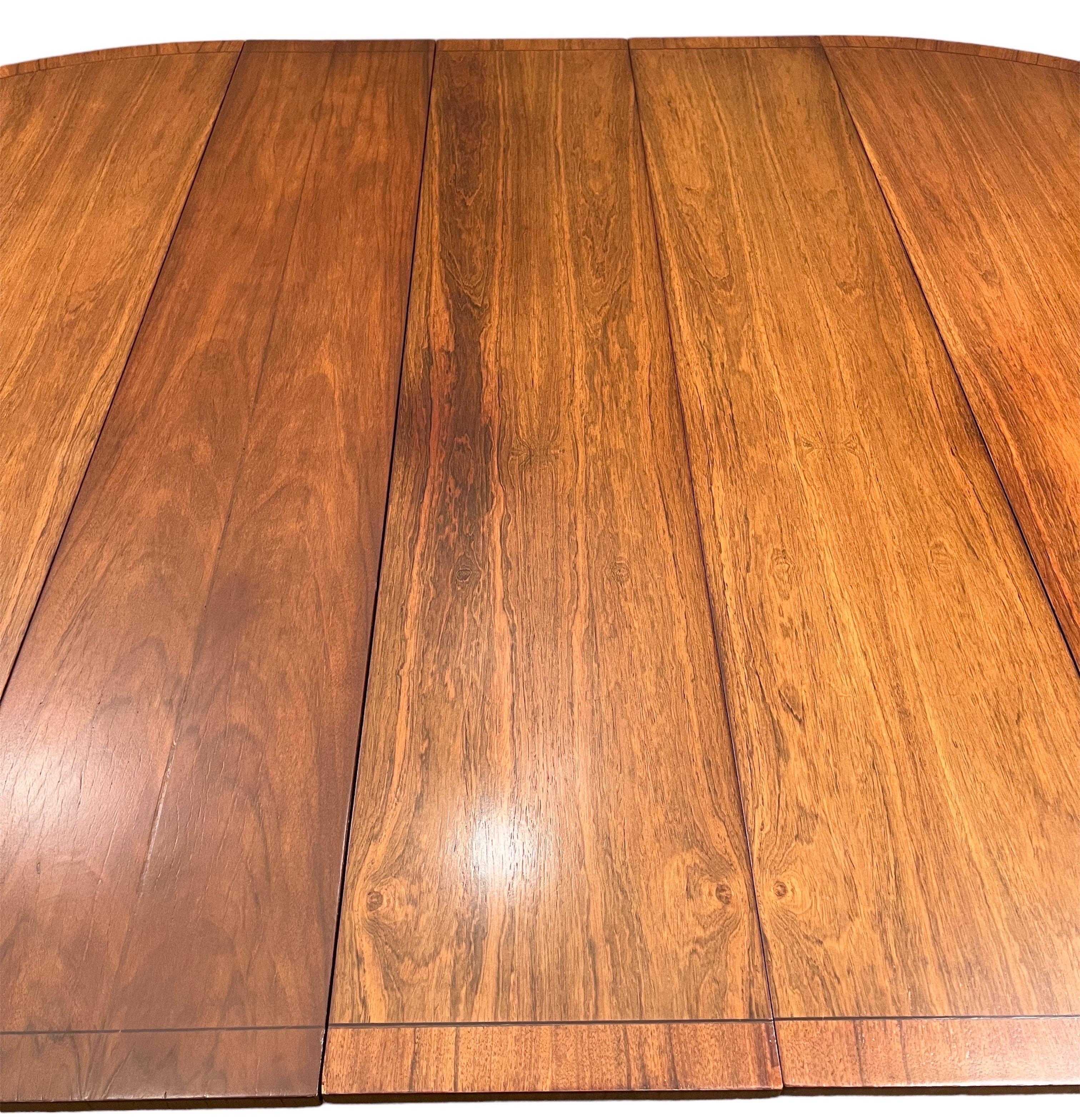 Regency Style Walnut Extension Dining Table with 3 Leaves & Table Pads For Sale 11