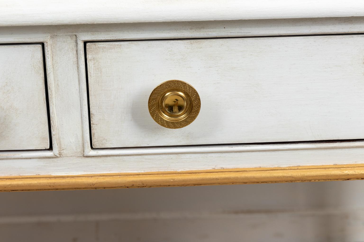 American Regency Style White and Gold Writing Table