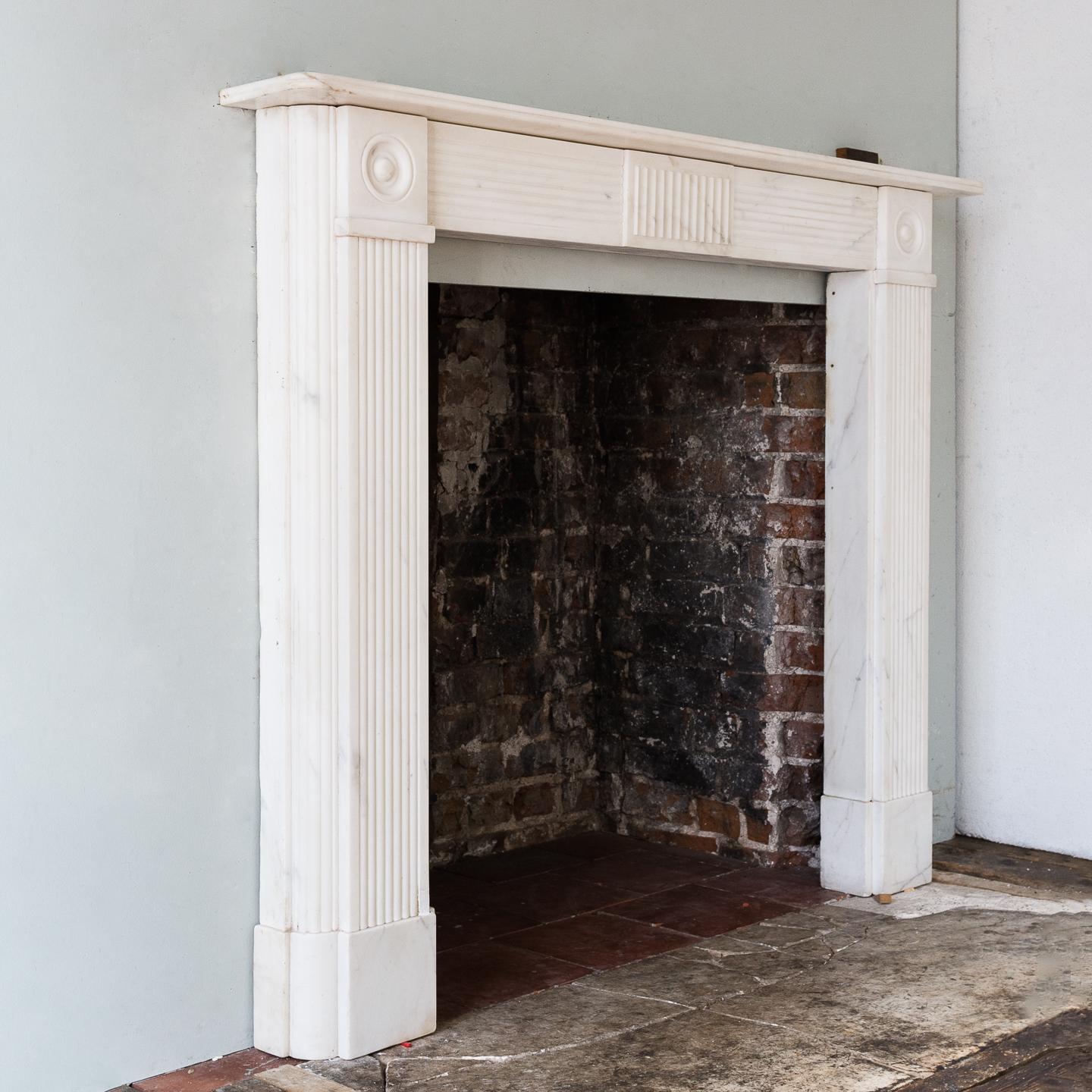 Regency Style White Marble Bullseye Fireplace 3
