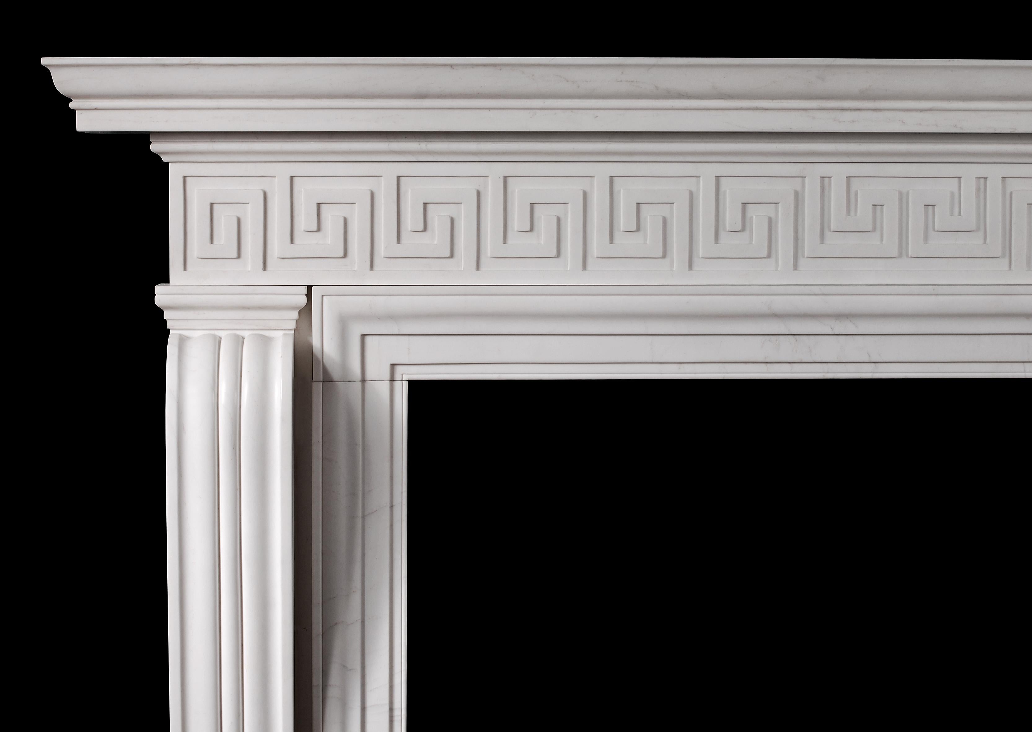 Contemporary Regency Style White Marble Chimneypiece For Sale