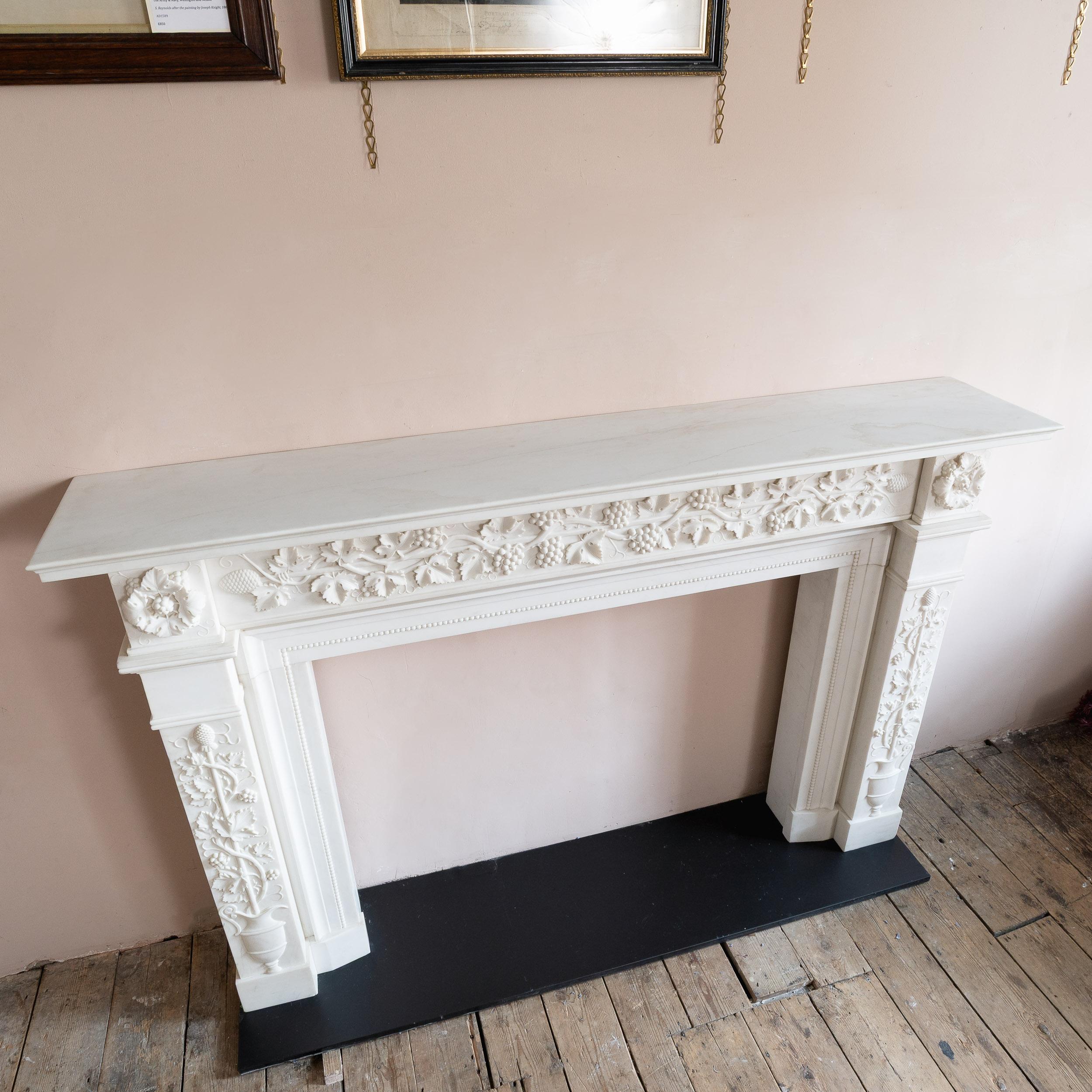 Regency Style White Marble Fireplace For Sale 12