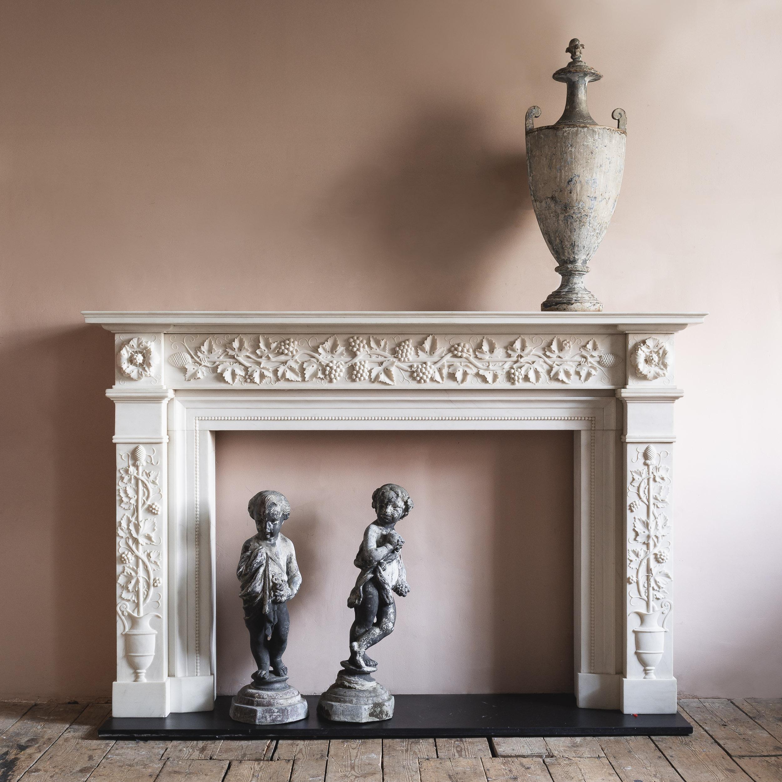Regency Style White Marble Fireplace For Sale 13