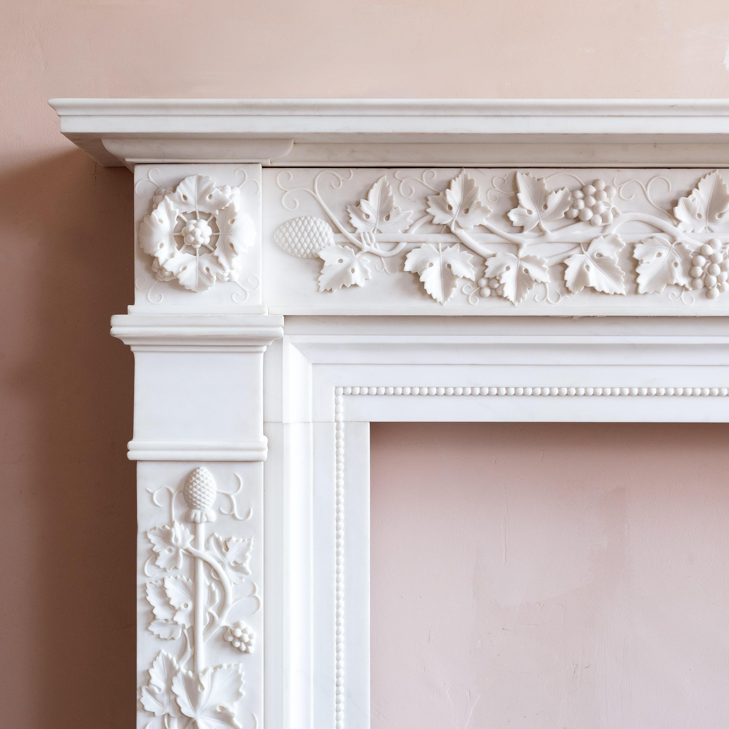 Regency Style White Marble Fireplace In Good Condition For Sale In London, GB