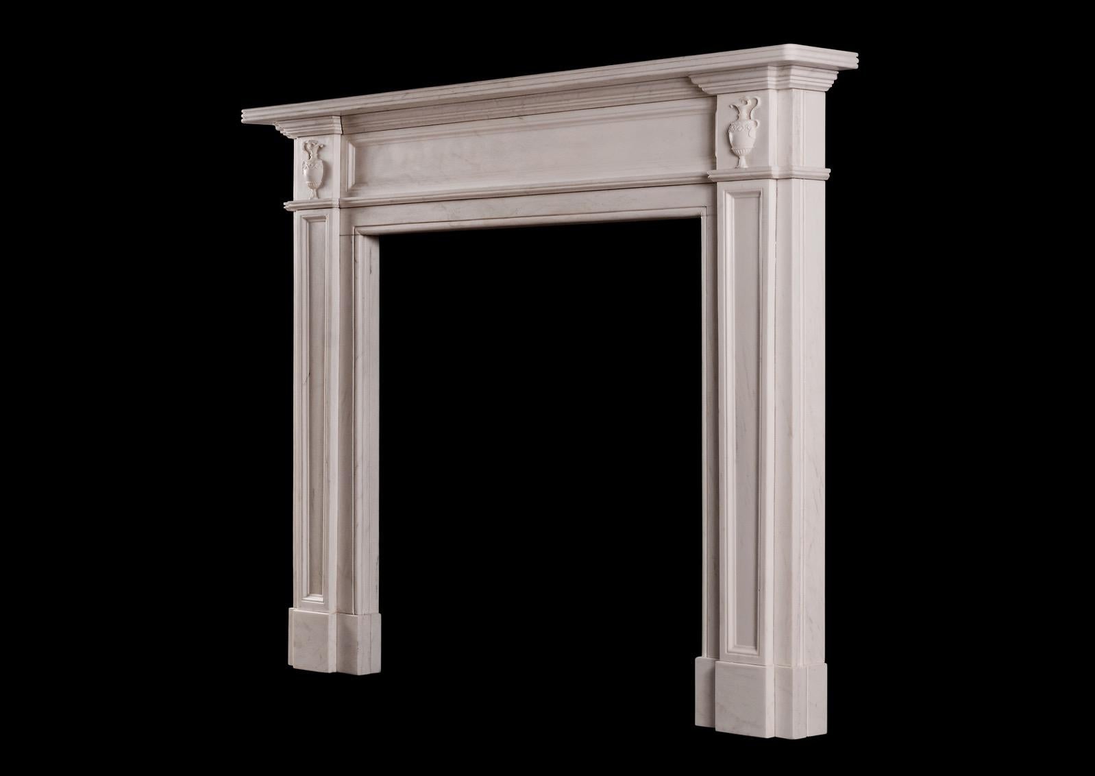 English Regency Style White Marble Fireplace For Sale