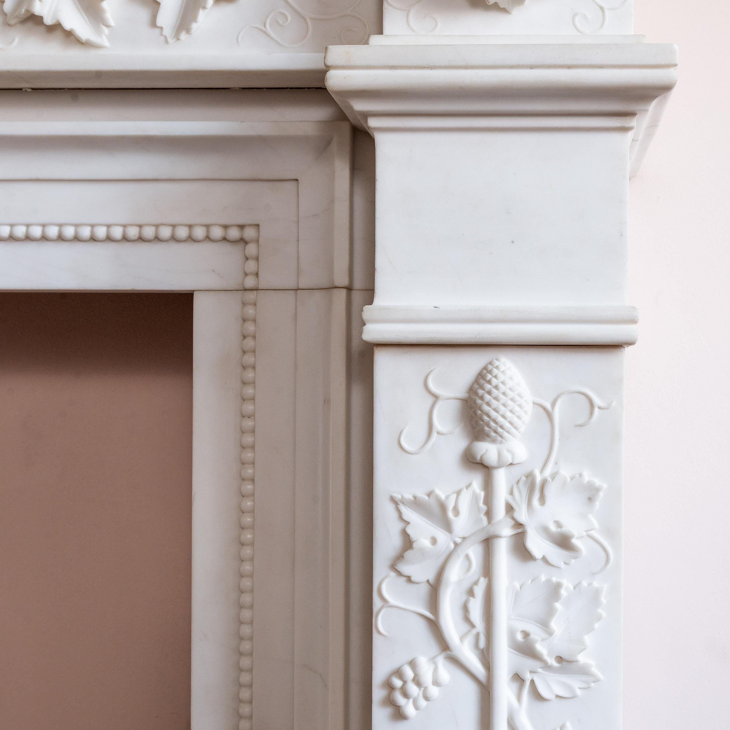Contemporary Regency Style White Marble Fireplace For Sale