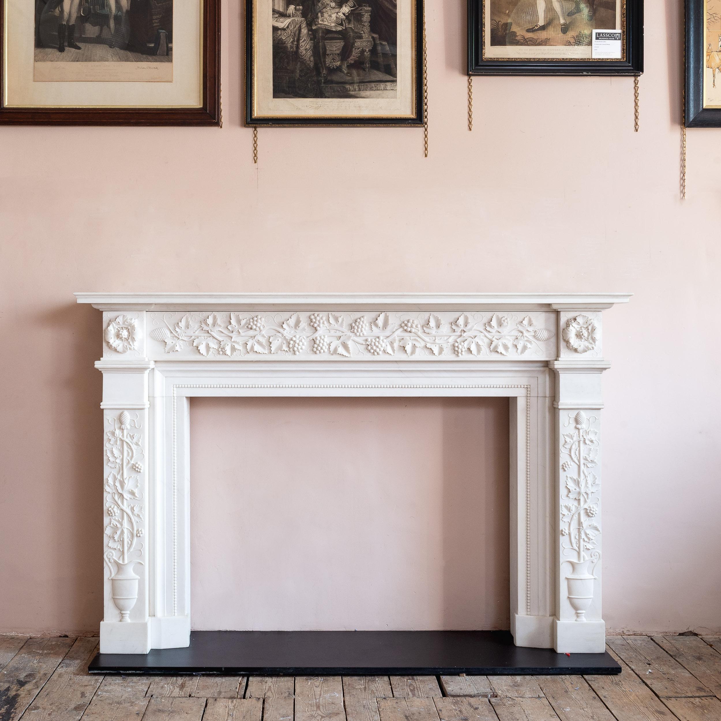 Regency Style White Marble Fireplace For Sale 1