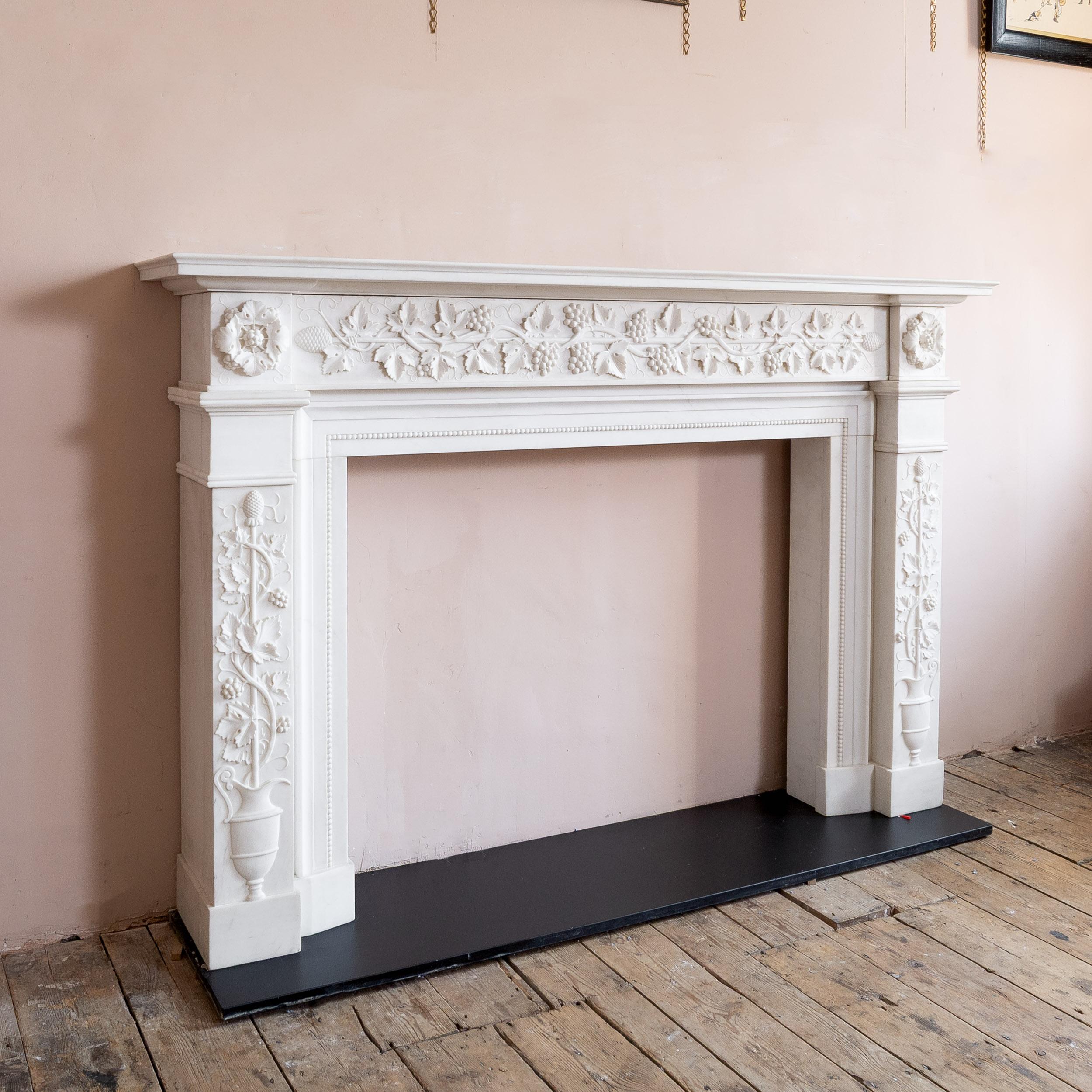 Regency Style White Marble Fireplace For Sale 2
