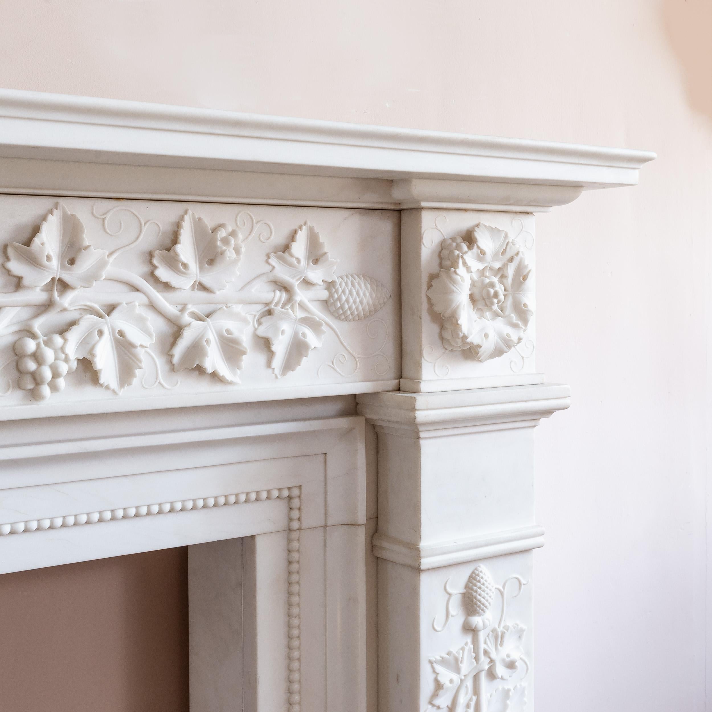 Regency Style White Marble Fireplace For Sale 4