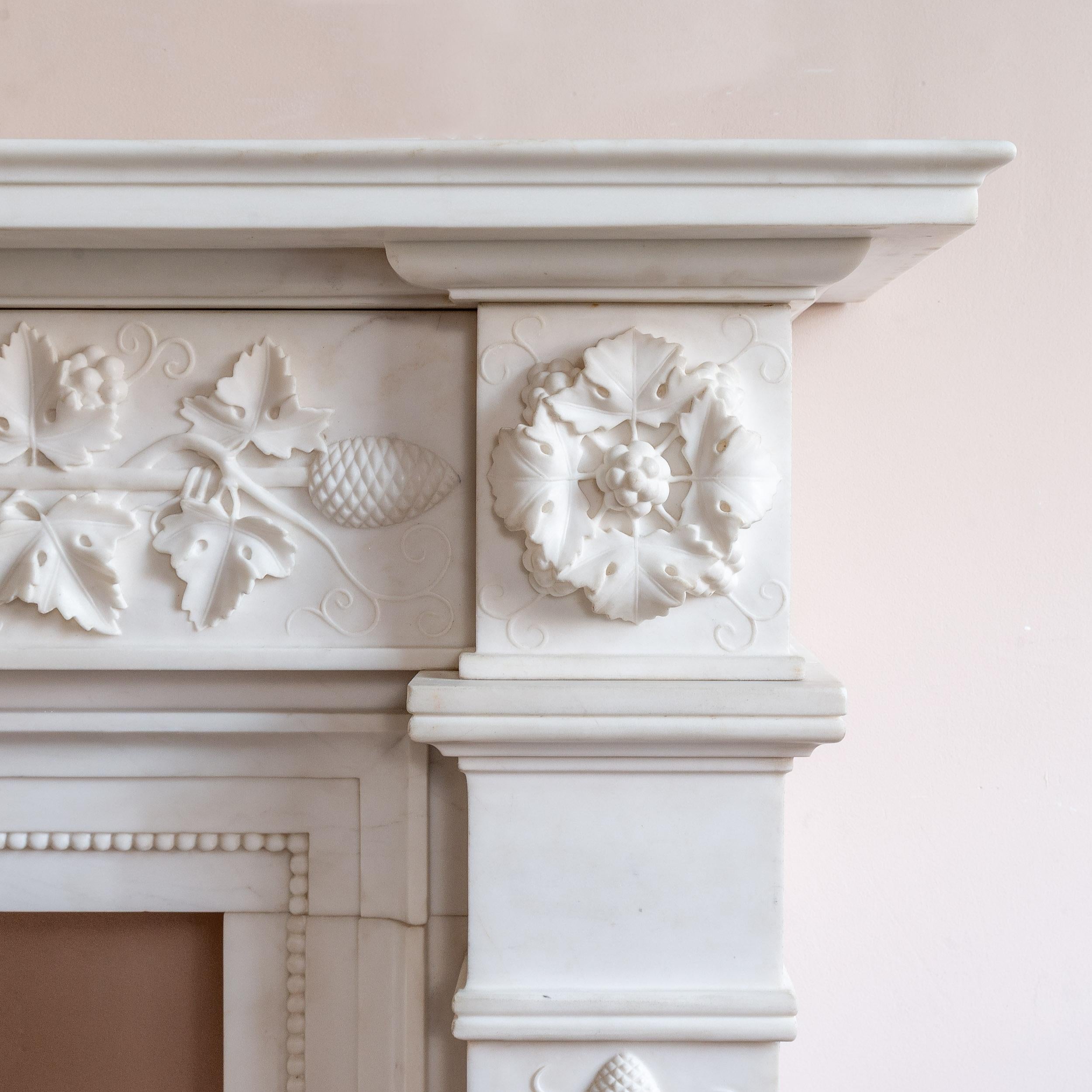 Regency Style White Marble Fireplace For Sale 5