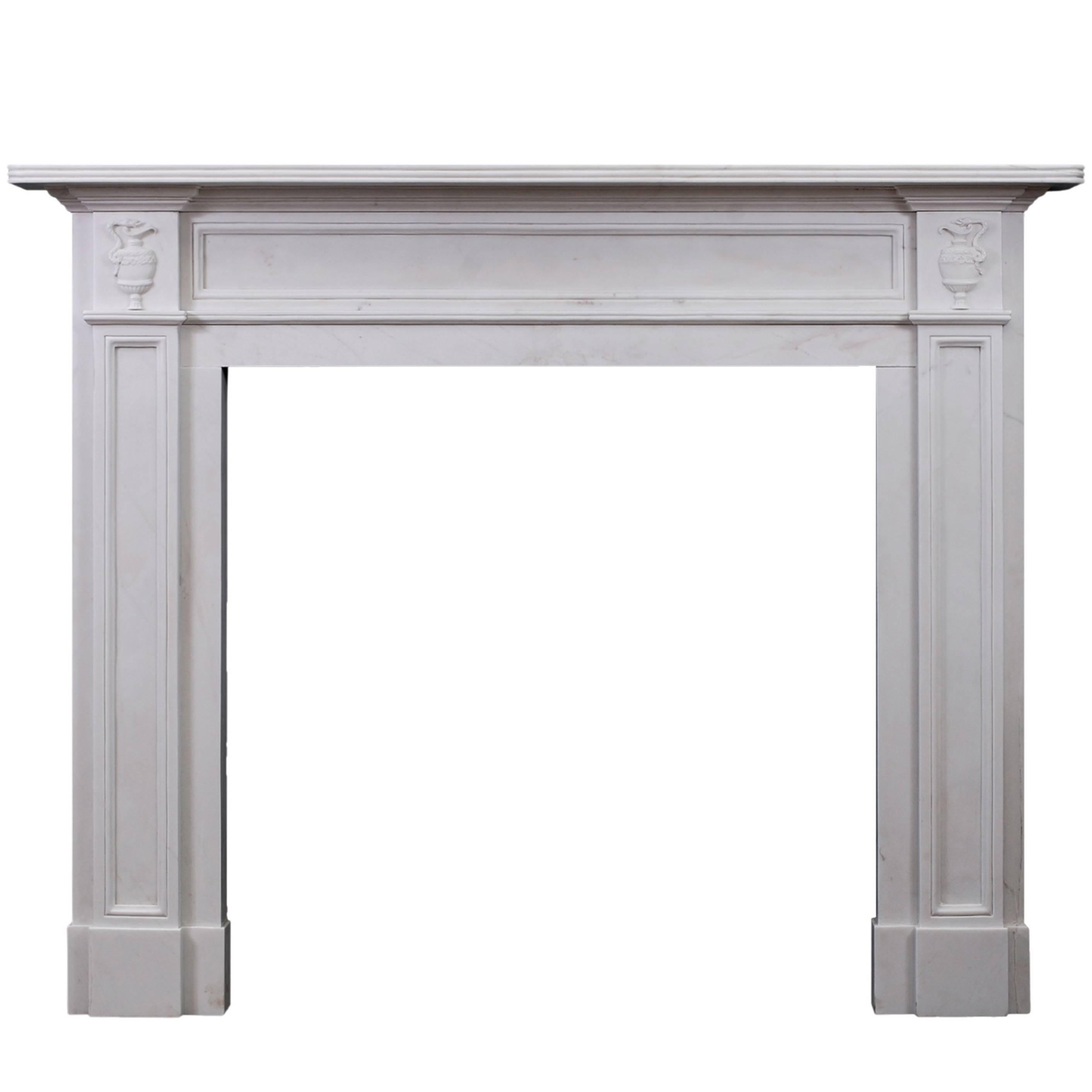 Regency Style White Marble Fireplace For Sale