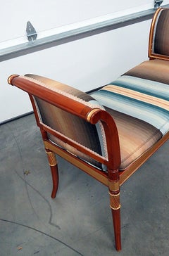 Gilded Mahogany English Regency Style Window Bench Hall Seat