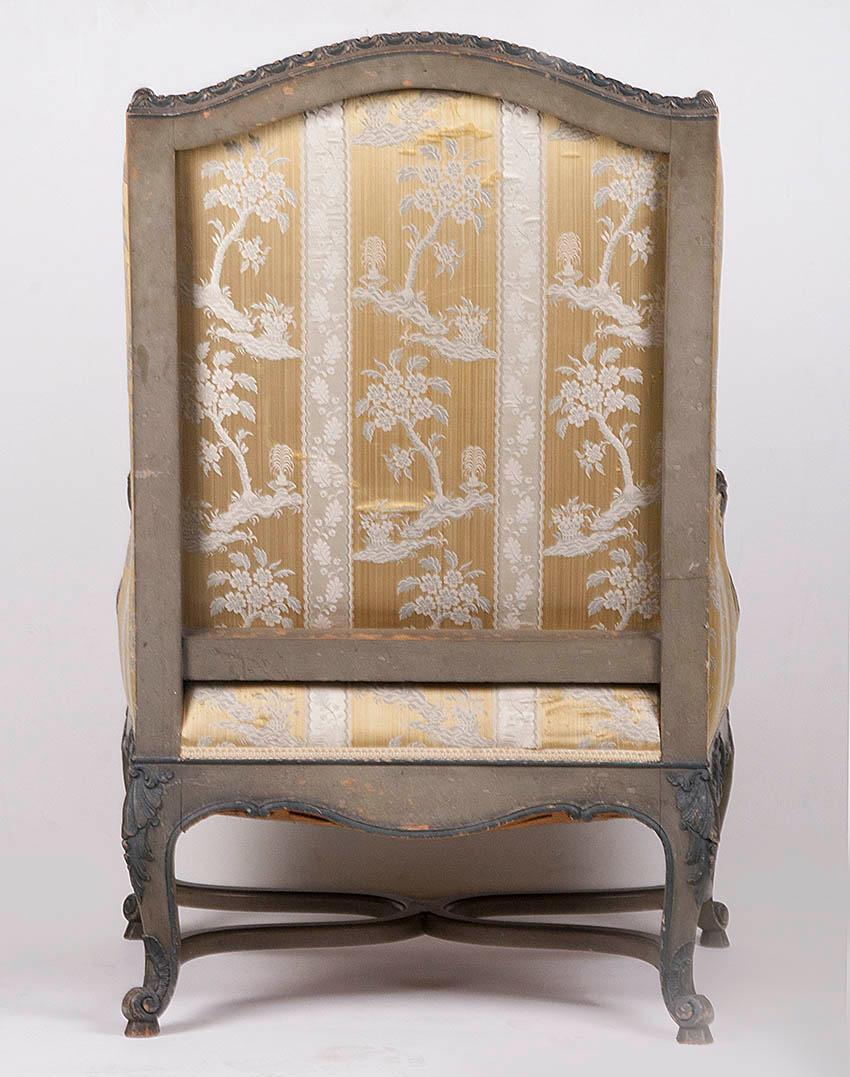 Carved Regency Style Wing Chair from France, 19th Century