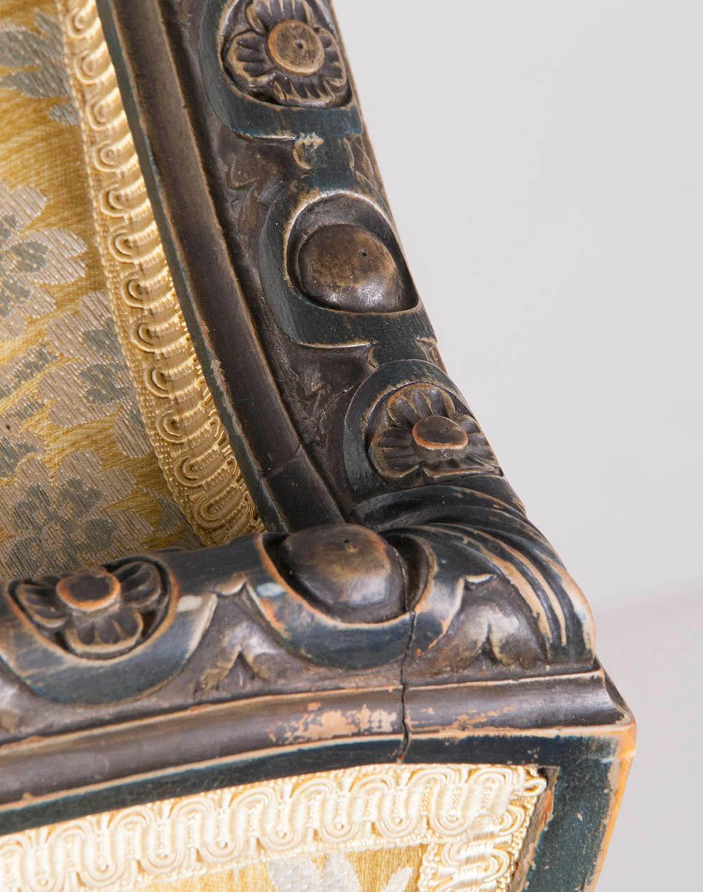 Walnut Regency Style Wing Chair from France, 19th Century