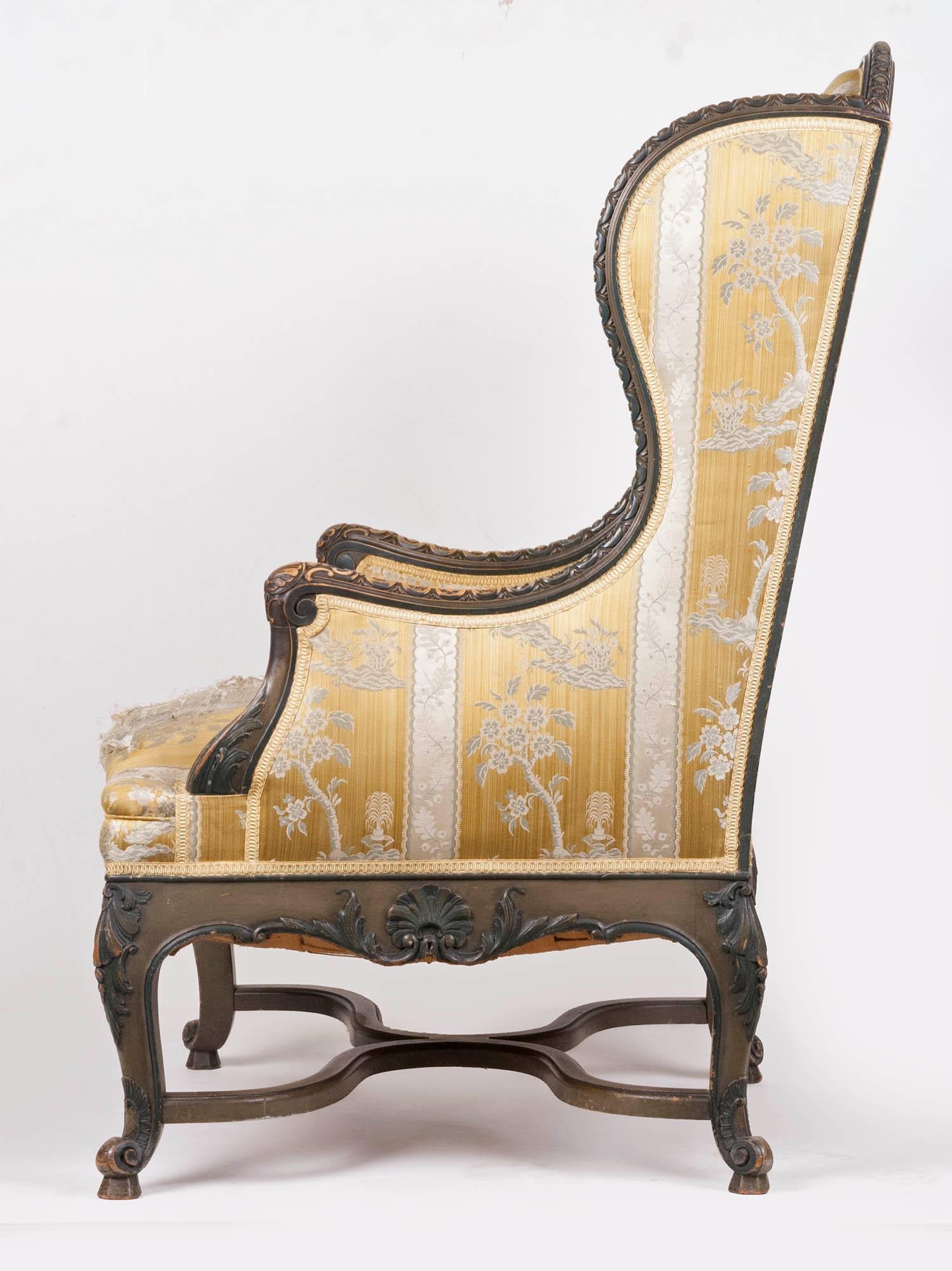 Regency Style Wing Chair from France, 19th Century 1