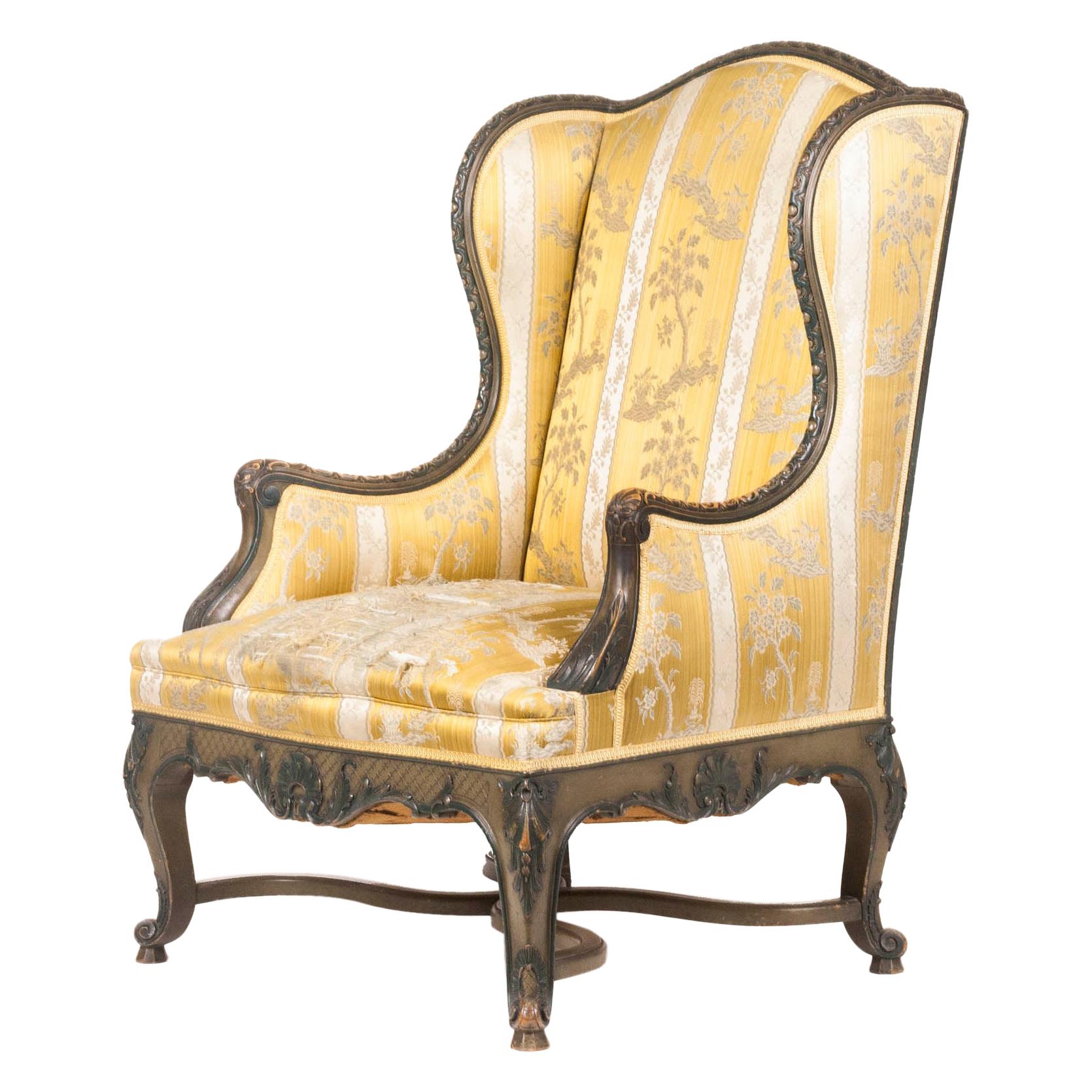 Regency Style Wing Chair from France, 19th Century