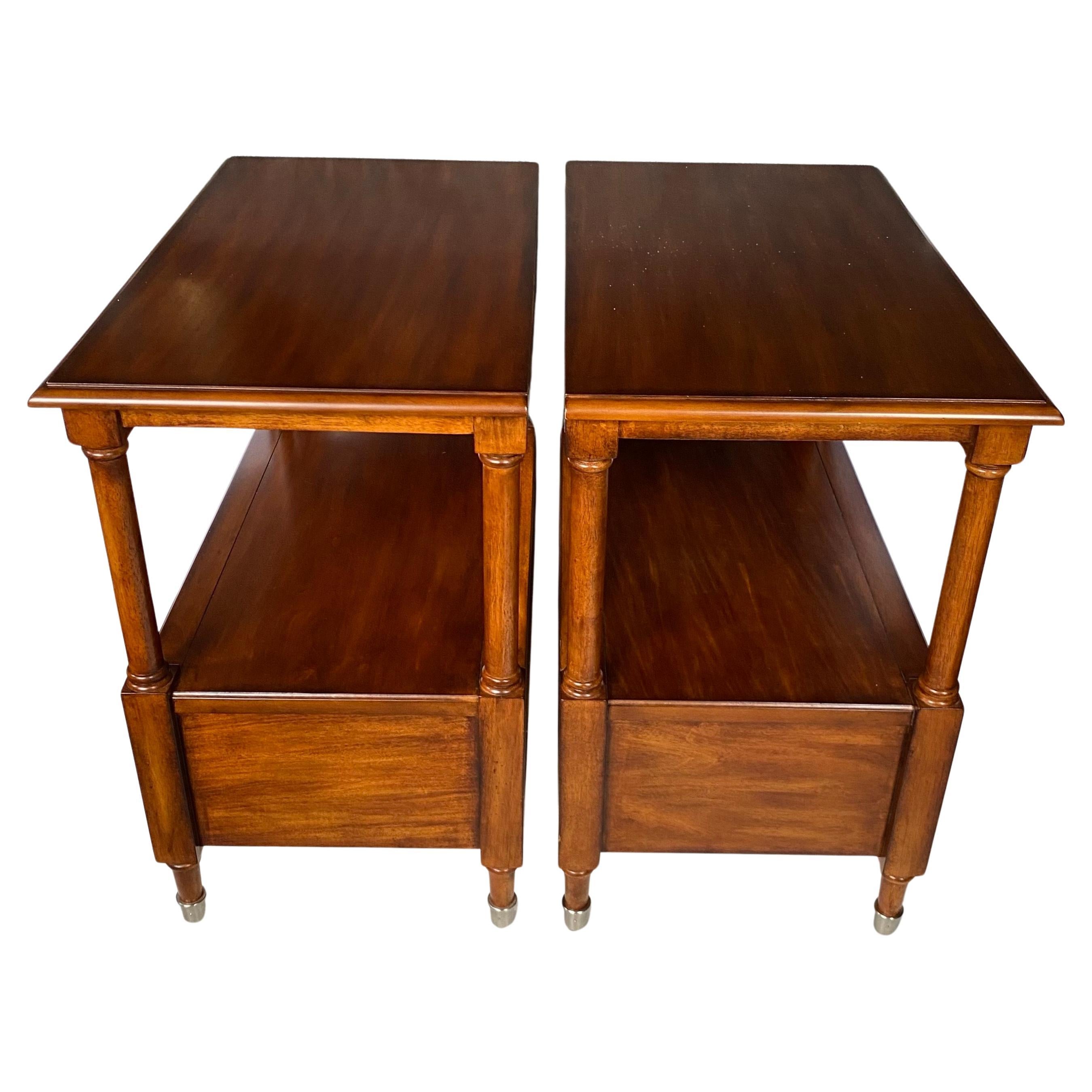 20th Century Regency Style X Nightstand Bedside Tables, Pair