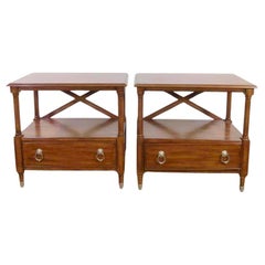 Regency Style X Nightstand Bedside Tables, Pair